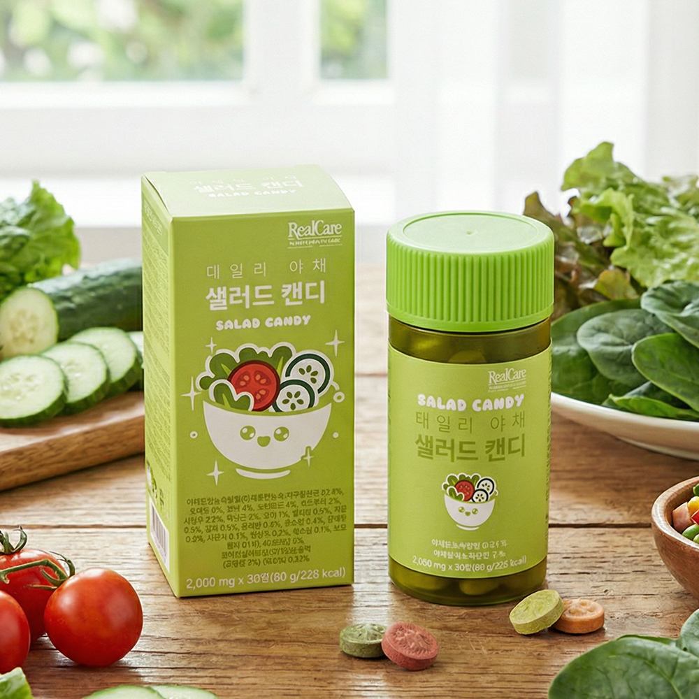 [리얼케어] 하루한알 데일리 야채 샐러드 캔디 2000mgx30정