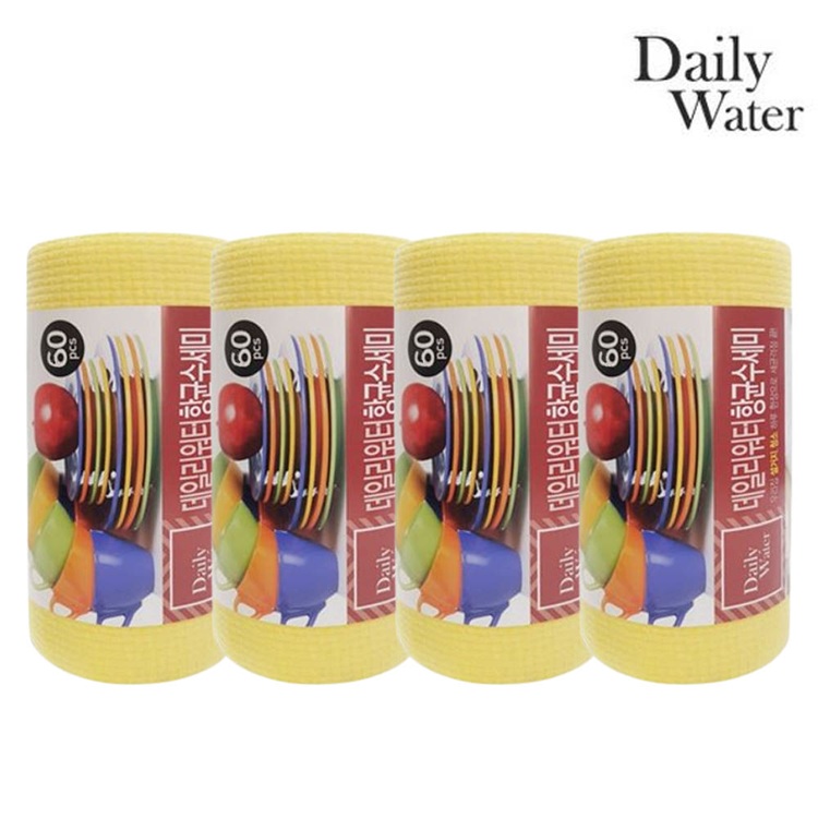 데일리워터 항균 양면수세미 4롤 (60매 x 4롤)